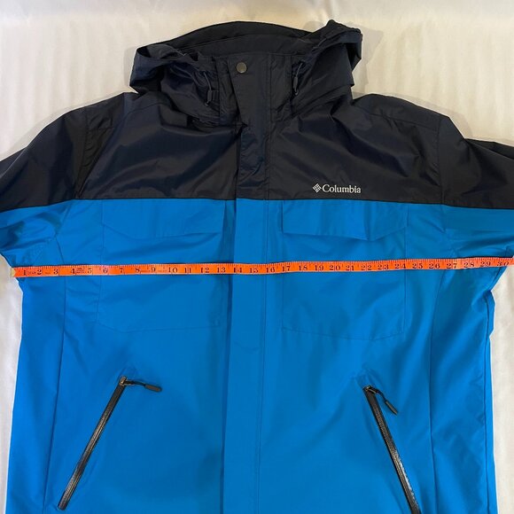 Columbia Mens XXL Hooded Interchange 3 in 1 Jacket 2 Piece Waterproof Blue Black - Picture 11 of 16